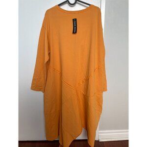 NWT Vivian Shyu women Asymmetric multipanel invert long sleeve Dress M/L orange